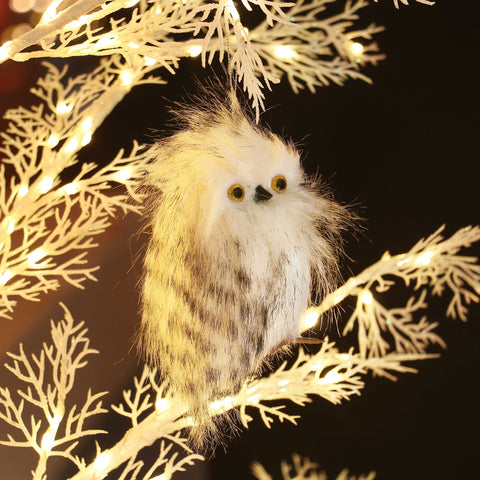 Fluffy Fabric Owl Christmas Ornament