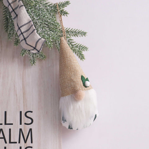 Christmas Cmas Soft Gnome Orn Tgi - Faux Burlap Hat