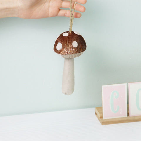 Mushroom Hanging Ornament-Gold