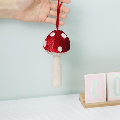 Mushroom Hanging Ornament-Red