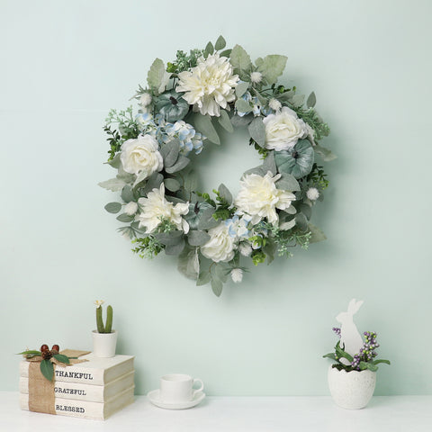 22 Inch White Peony Wreath