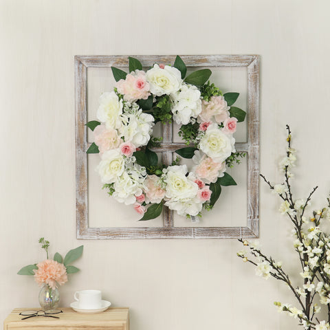 20 Inch White Peony Wreath