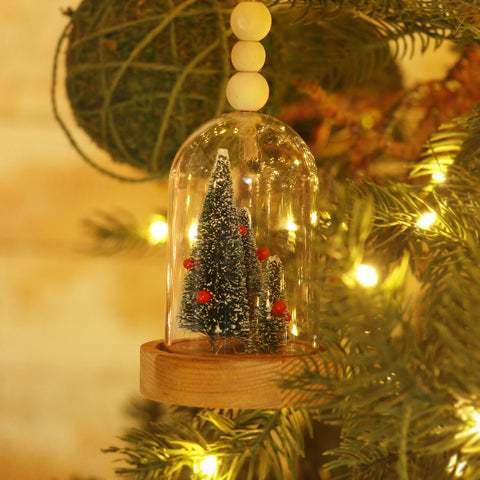 CHRISTMAS 5.5IN 3 TREES DOME ORNA