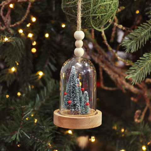 CHRISTMAS 5.5IN 3 TREES DOME ORNA