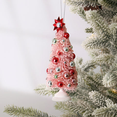 2.5*2.5*6.5IN CHRISTMAS TREE ORNAMENT - PINK