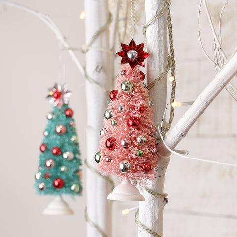 2.5*2.5*6.5IN CHRISTMAS TREE ORNAMENT - PINK