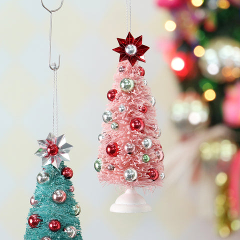 2.5*2.5*6.5IN CHRISTMAS TREE ORNAMENT - PINK