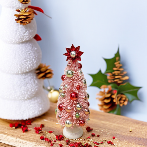 2.5*2.5*6.5IN CHRISTMAS TREE ORNAMENT - PINK