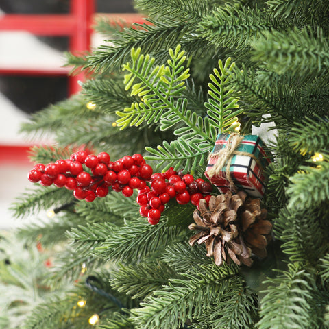 10IN GIFT PINECONE W/RED BERRIES PICK