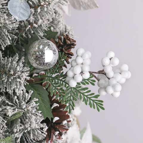 10IN PINECONE W/WHITE BERRIES PICK