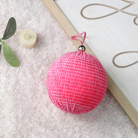 CHRISTMAS DIA. 4.75in Pink Fabric Sphere Ornament