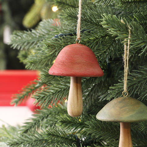 CHRISTMAS 3.5IN RED MUSHROOM ORNAMENT