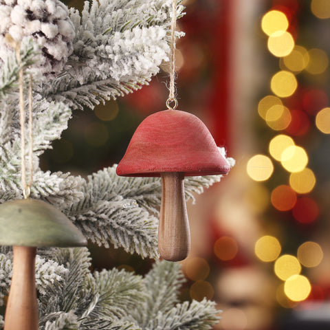 CHRISTMAS 3.5IN RED MUSHROOM ORNAMENT