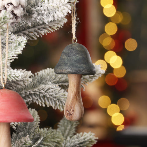 CHRISTMAS 4IN BLUE MUSHROOM ORNAMENT