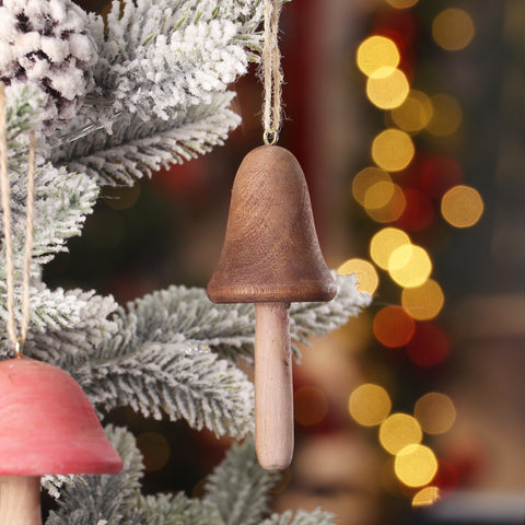 CHRISTMAS 4.5IN BROWN MUSHROOM ORNAMENT