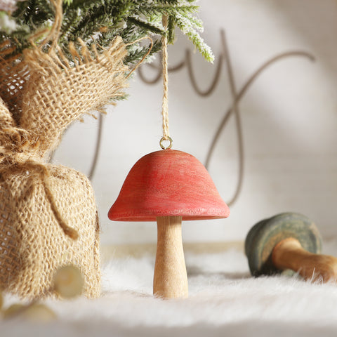CHRISTMAS 3.5IN RED MUSHROOM ORNAMENT