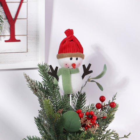 CHRISTMAS MT23 10IN FABRIC PICK 1 PDQB - SNOWMAN W/RED HAT