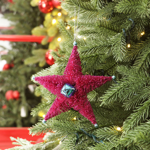 CHRISTMAS 6.5*2.5*6IN PURPLE STAR ORNAMENT