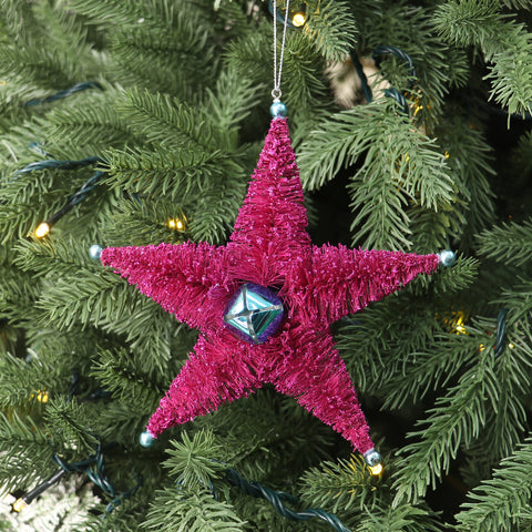 CHRISTMAS 6.5*2.5*6IN PURPLE STAR ORNAMENT