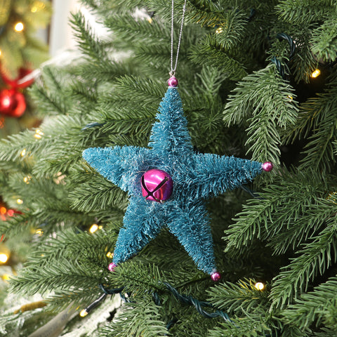 CHRISTMAS 6.5*2.5*6IN BLUE STAR ORNAMENT