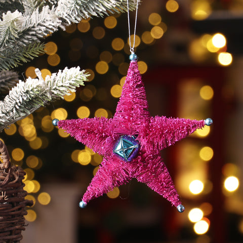 CHRISTMAS 6.5*2.5*6IN PURPLE STAR ORNAMENT