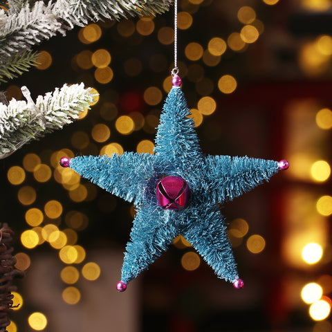 CHRISTMAS 6.5*2.5*6IN BLUE STAR ORNAMENT