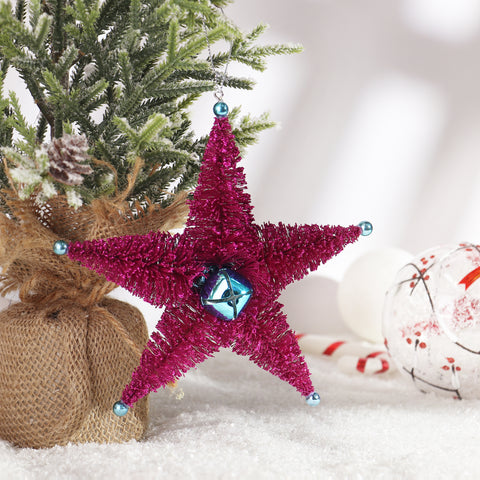 CHRISTMAS 6.5*2.5*6IN PURPLE STAR ORNAMENT