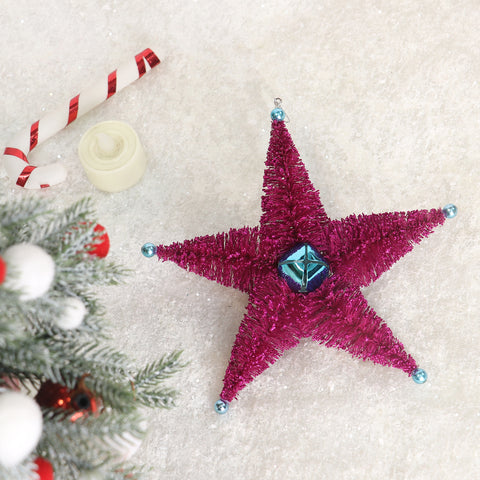 CHRISTMAS 6.5*2.5*6IN PURPLE STAR ORNAMENT