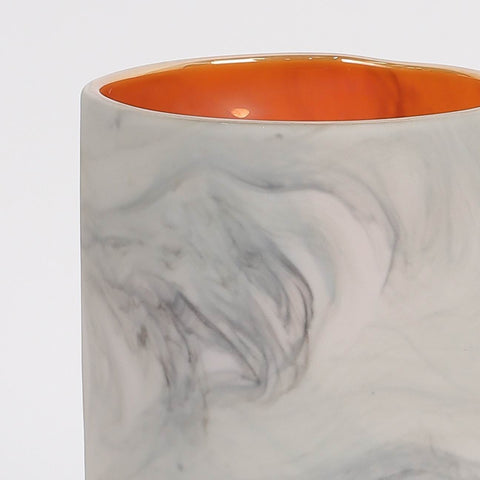Sand-Blast White Marble Glass Lantern  4.75*7.75" | Glass Vase | Table Centerpiece