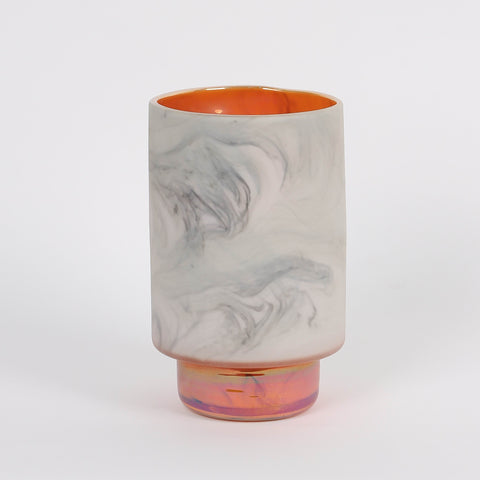 Sand-Blast White Marble Glass Lantern  4.75*7.75" | Glass Vase | Table Centerpiece