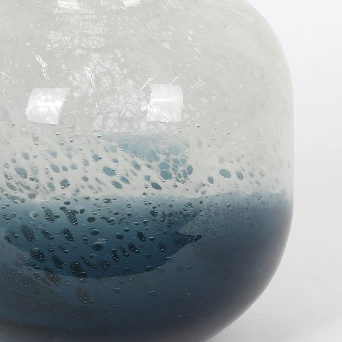 White&Navy Blue Ombre Glass Vase4.75*4.75*6" | Glass Vase | Table Centerpiece