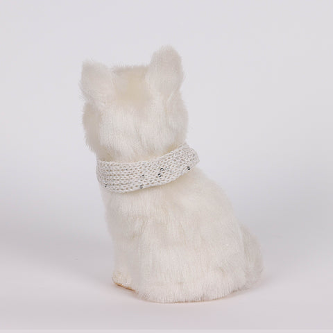 7X5X10.75 Inch White Fox W/Scraf Décor