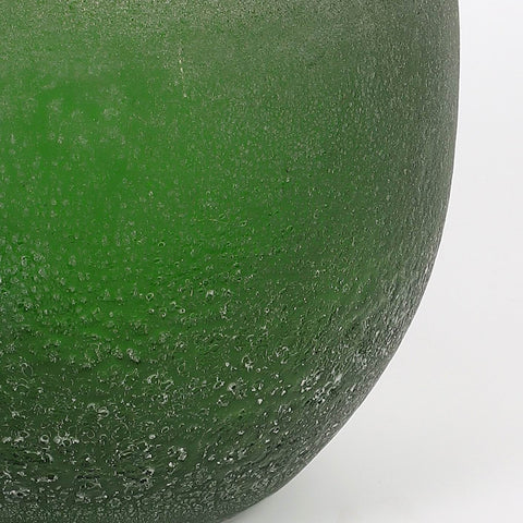 D18*H19.5Cm Glass Vase,Ball Shape,Ice Finish | Glass Vase | Table Centerpiece