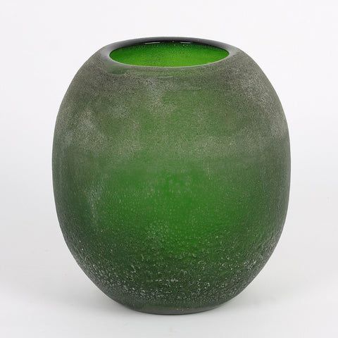 D18*H19.5Cm Glass Vase,Ball Shape,Ice Finish | Glass Vase | Table Centerpiece
