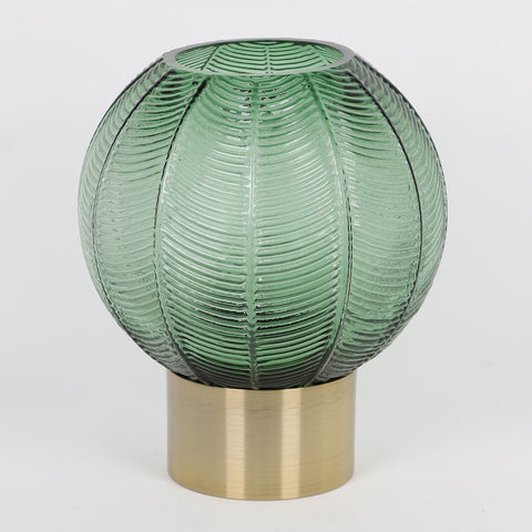 D20*H24   Handblown Glass Vase With Brass Deco | Glass Vase | Table Centerpiece