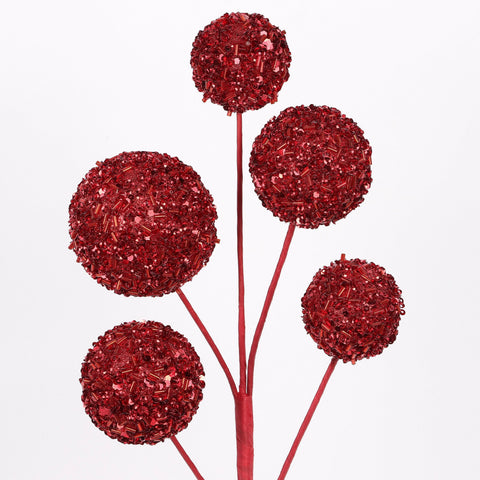 5.5"*2.5"*18"H Christmas Glitter Ball Pick
