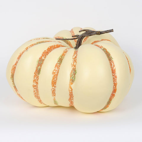 11" White And Orange Striped Single Triangular Pumpkin