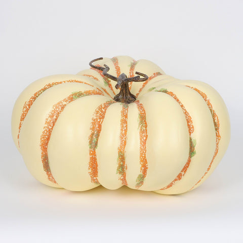 11" White And Orange Striped Single Triangular Pumpkin