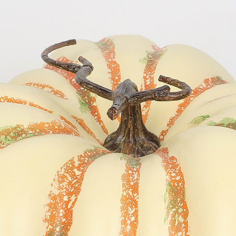 11" White And Orange Striped Single Triangular Pumpkin