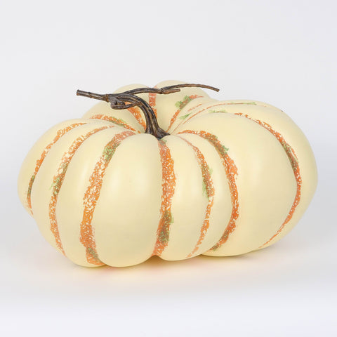 11" White And Orange Striped Single Triangular Pumpkin