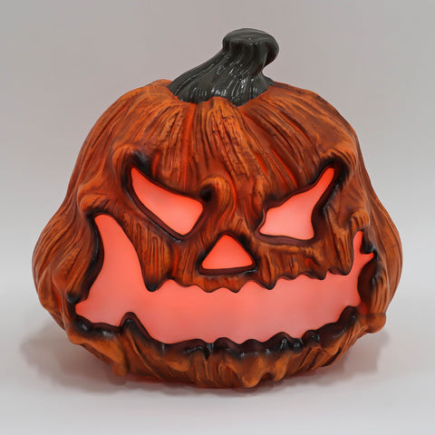 10" Scary Jack-o'-Lantern Decor | Light-Up Halloween Pumpkin | Spooky Tabletop Prop