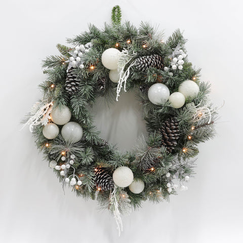 Wreath Prelit Pine Cone 30"