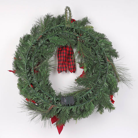 Wreath Poinsettia Bo W 30"