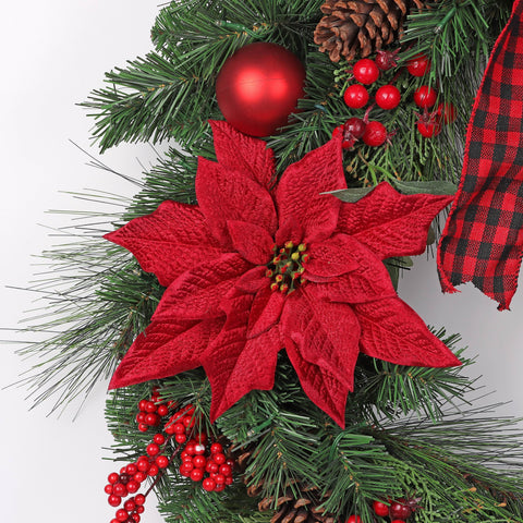 Wreath Poinsettia Bo W 30"