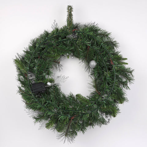 Wreath W/Ball Silver 30"