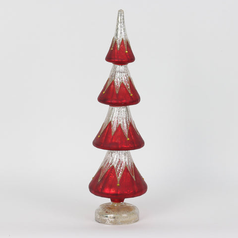 Christmas 4.75*4.75*16.25''Glass Tree Décor W/Lite