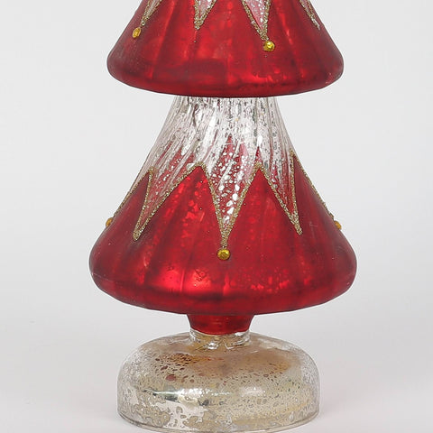 Christmas 4.75*4.75*16.25''Glass Tree Décor W/Lite