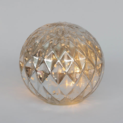 Christmas 5.5*5.5*0.0'' Silver Glass Ball Décor W/Lite