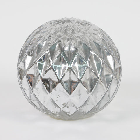 Christmas 5.5*5.5*0.0'' Silver Glass Ball Décor W/Lite