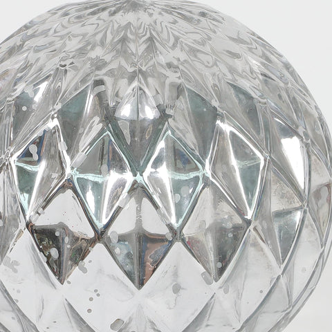 Christmas 5.5*5.5*0.0'' Silver Glass Ball Décor W/Lite